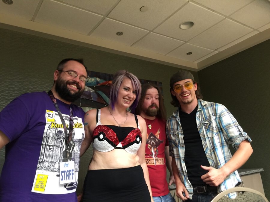 From left, Josh Kahn, Nikki Gillette, Dustin Lee and Anthony Natarelli performed during the Show Us Your Pokeballs comedy show at the con.