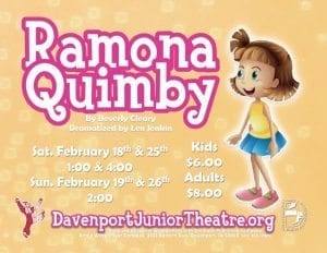 Ramona Quimby Visits Junior Theater This Weekend