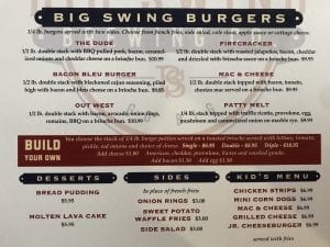 Exclusive Look at the Big Swing Menu!