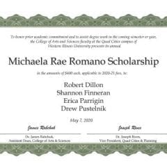 Western Illinois University Announces Romano Scholarship Winners