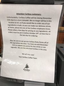 Moline Caribou Coffee Closing Down Nov. 15
