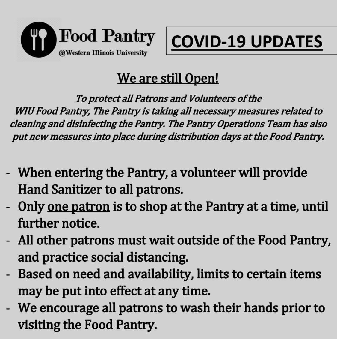 Western Illinois University Food Pantry Implementing New COVID19