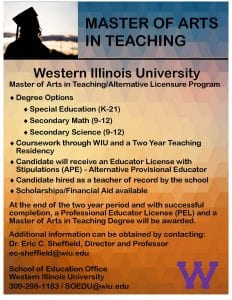 Western Illinois University Offering Master of Arts in Teaching