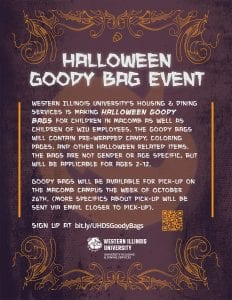Western Illinois University Offering Safe Trick-Or-Treat Programming