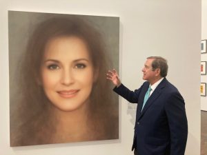 Art collector Jordan Schnitzer, from Portland, Ore., visited the museum for its opening of his contemporary exhibit. Here, he points to Richard Prince's composite photo of 57 girlfriends of comedian Jerry Seinfeld, who appeared on the hit TV sitcom "Seinfeld."