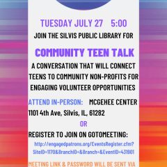 Silvis Library Holding Teen Talk Programs