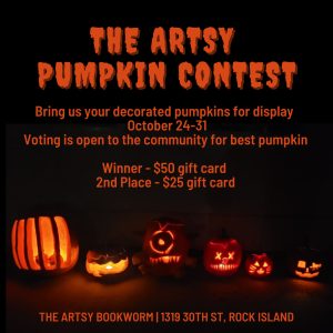 Rock Island's Artsy Bookworm Holding Pumpkin Decorating Contest