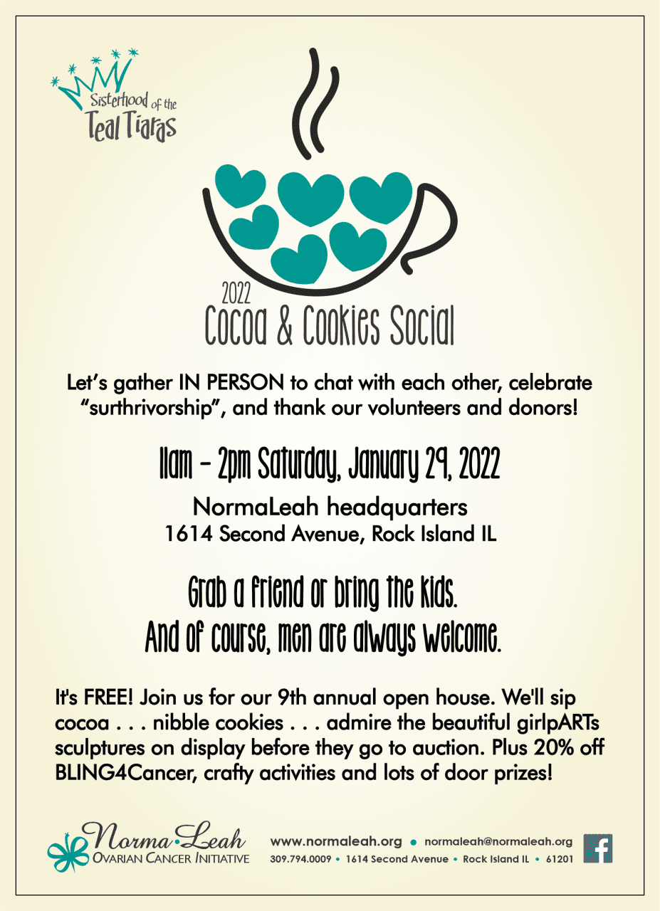 NormaLeah Ovarian Cancer Initiative Holding Cocoa And Cookies Open