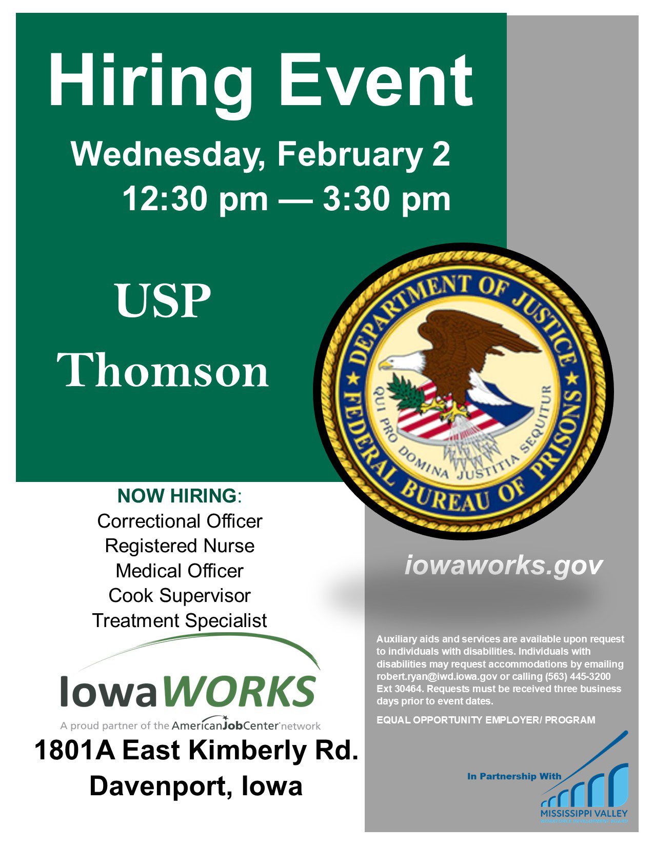 IowaWORKS Looking For Applicants For Thomson Prison Jobs Quad Cities >