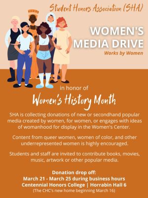 Western Illinois University Student Honors Association Hosting Women's Media Drive