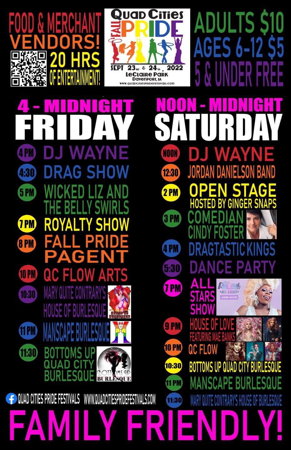 Quad Cities Fall Pride September 23 and 24 in Downtown Davenport Quad