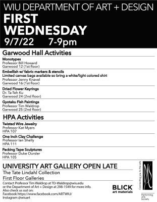 First Wednesday Art Program Returns at Western Illinois University Sept. 7