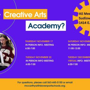 Davenport's Creative Arts Academy Holding Information Sessions For Potential Students