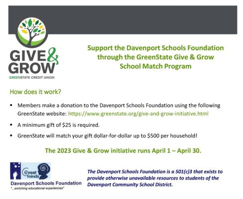 Support Davenport Schools With GreenState Give And Grow Program