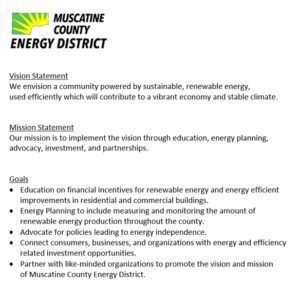 Muscatine County Energy District Is Organized