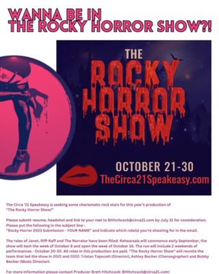 Star in “The Rocky Horror Show” This Fall