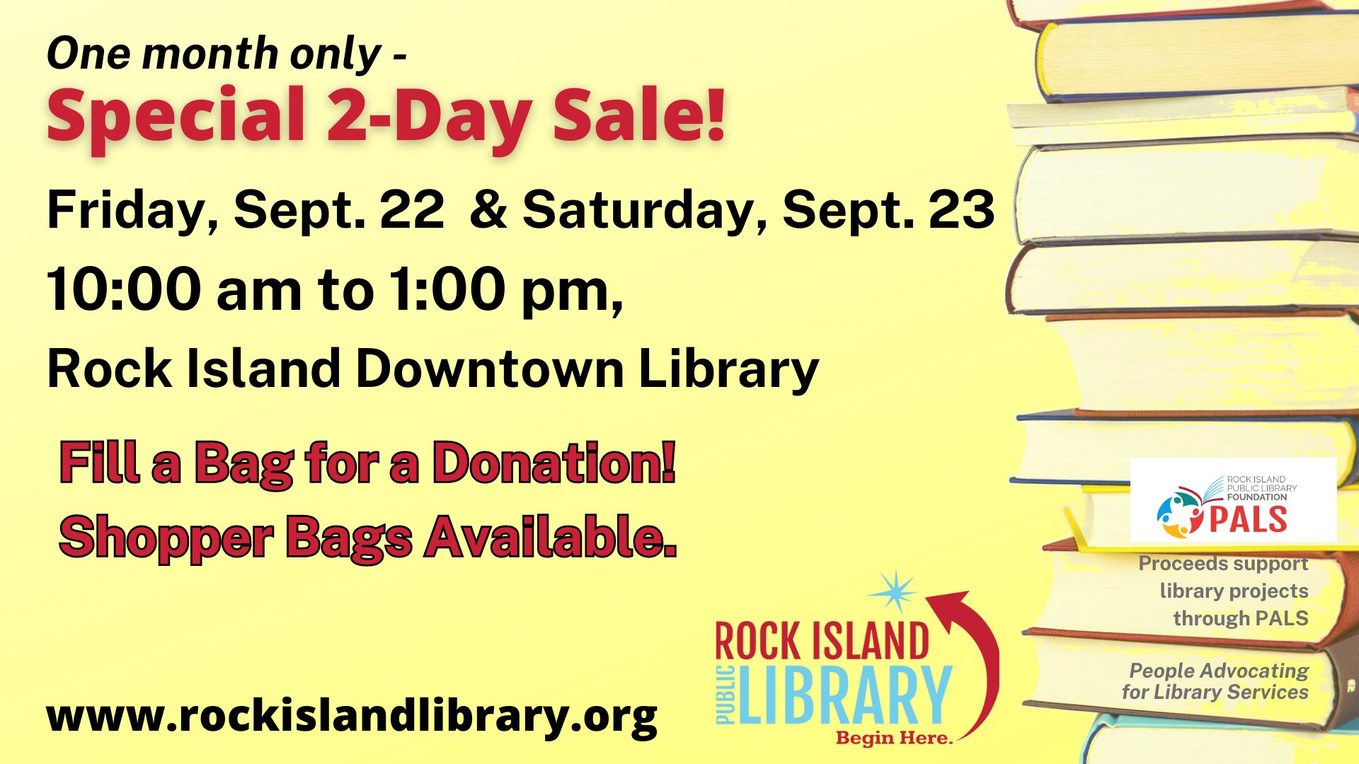 Rock Island Public Library Book Sale Extending To Two Days Sept. 2223
