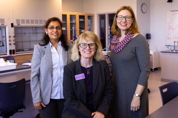 L-R: Chemistry Instructor Garima Mishra, Interim President Kristi Mindrup and Executive Director of Outreach and Quad Cities Operations Audrey Adamson