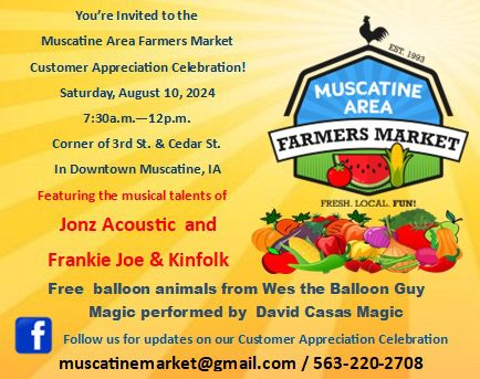 Muscatine Area Farmers Market Presents: Customer Appreciation Celebration!