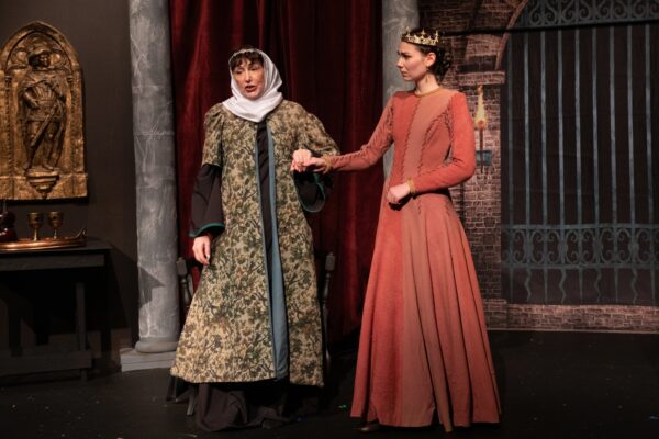 Lora Adams as Eleanor of Aquitaine and Kassidy Holdridge as Alais in "The Lion in Winter."